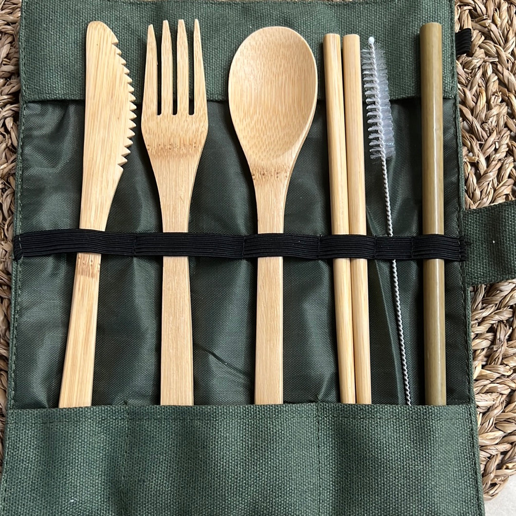 3 Bamboo Panda's Cutlery Set Eco friendly